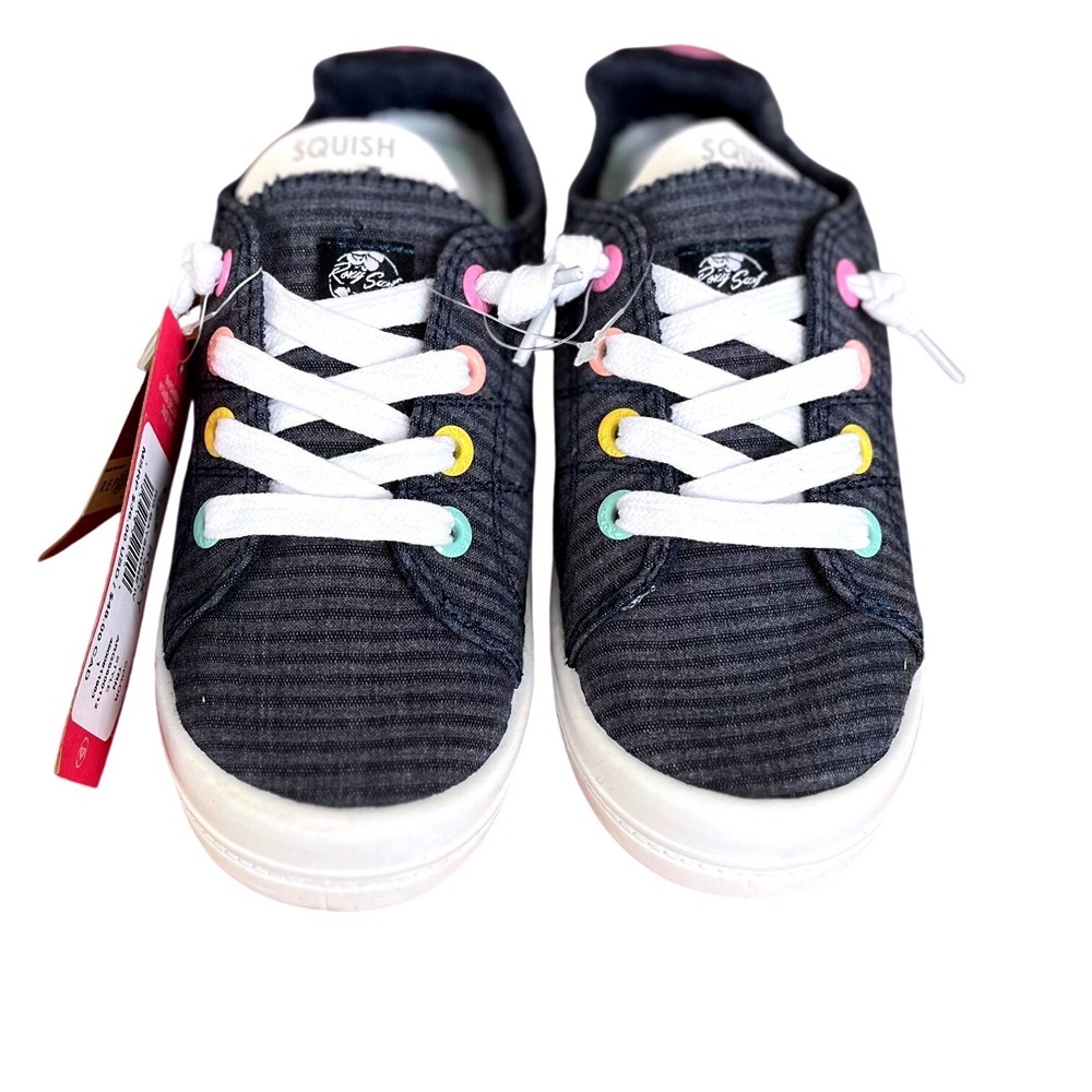 Roxy Girl RG Bayshore IV Rainbow Striped Canvas Sneakers Shoes‎ Size Kids 1 NWT
